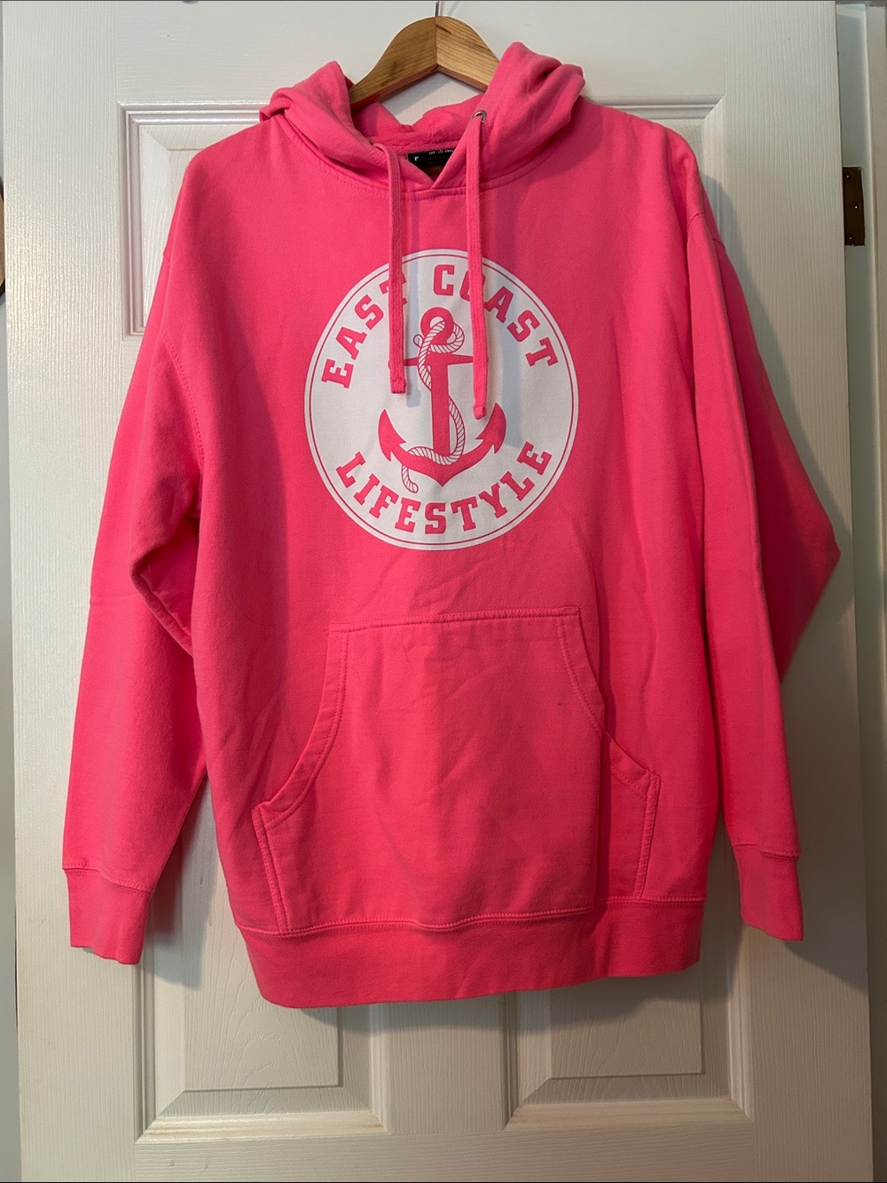East Coast Lifestyle Florescent Pink Anchor Hoodie